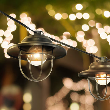 Indoor/Outdoor 10 ft. Rustic Farmhouse Incandescent G40 Metal Cage Shade String Lights